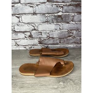 Kenda Colibri Brown Leather Toe Slides Flats Sandals Women’s Sz 6M US/37EU
